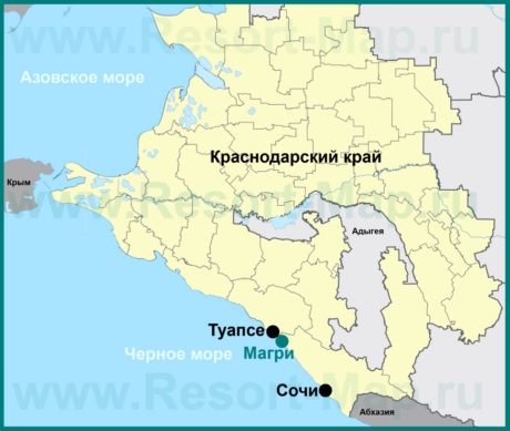 Магри на карте Краснодарского края