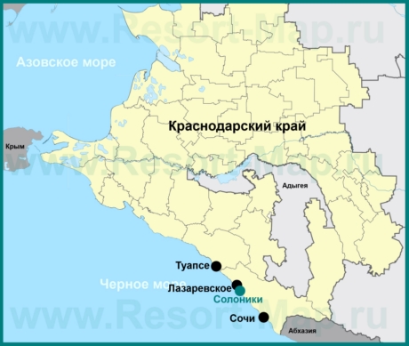 Солоники на карте Краснодарского края