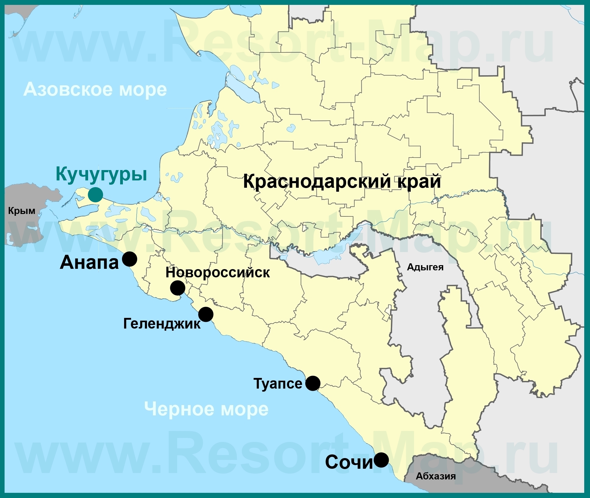 карта на море краснодарского края