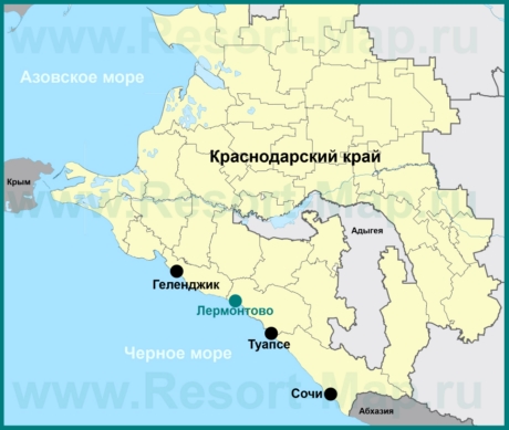 Лермонтово на карте Краснодарского края