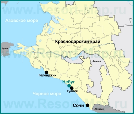 Небуг на карте Краснодарского края