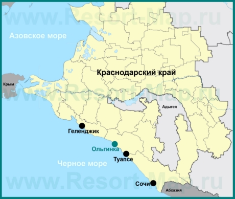 Ольгинка на карте Краснодарского края