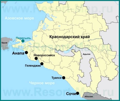 Пересыпь на карте Краснодарского края