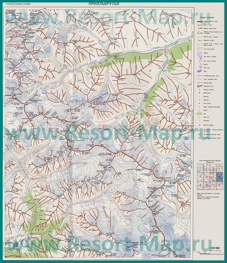 Подробная карта Приэльбрусья