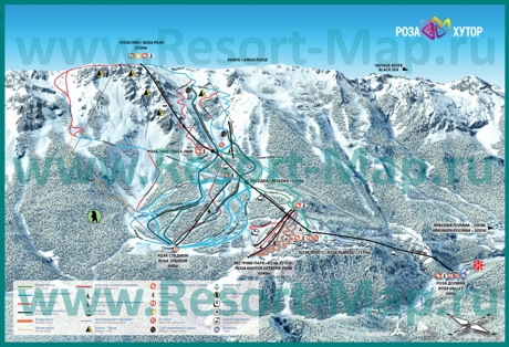 Карта склонов горнолыжного курорта Роза Хутор
