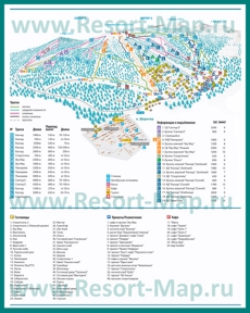 Карта склонов горнолыжного курорта Шерегеш с отелями