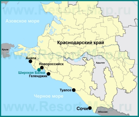 Широкая Балка на карте Краснодарского края