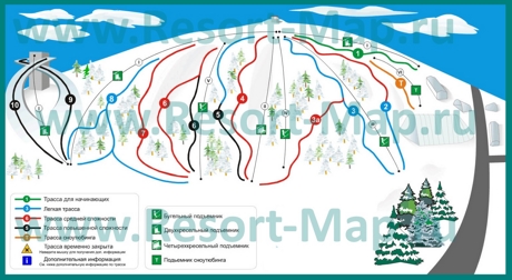 Карта склонов горнолыжного курорта Сорочаны