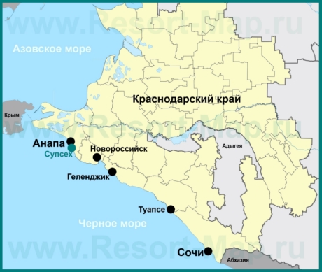 Супсех на карте Краснодарского края