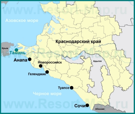 Тамань на карте Краснодарского края