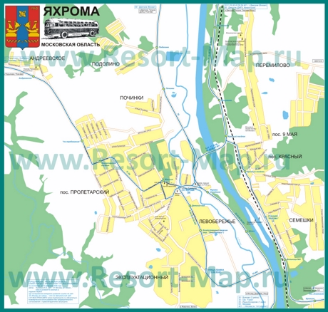 Подробная карта города Яхрома с улицами