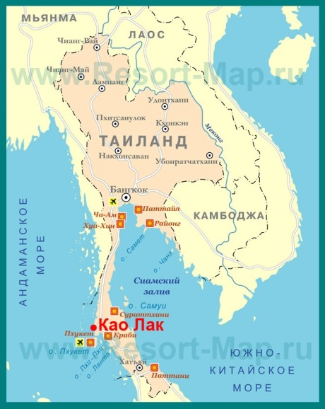 Као Лак на карте Тайланда