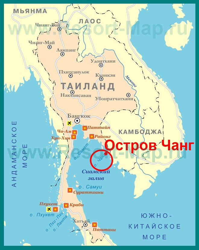 Карта острова ко-чанг тайланд тайланд.экскурсии.полет гиббона