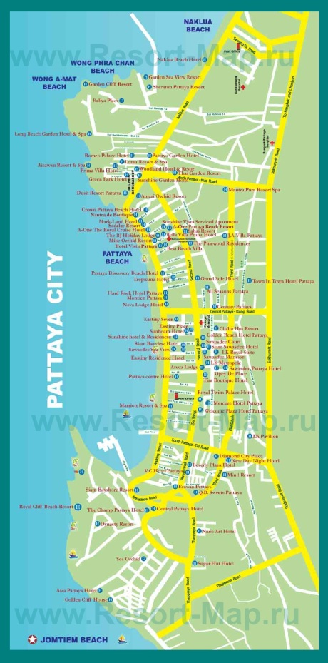 Карта отелей Паттайи