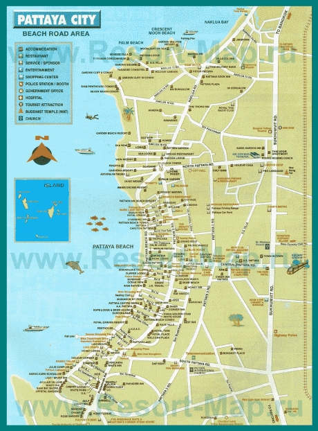 Туристическая карта города Паттайа