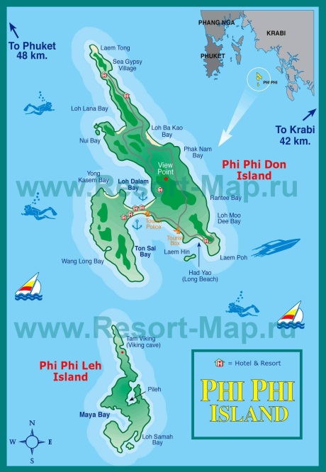 Карта островов Пхи-Пхи