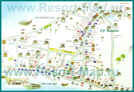Туристическая карта острова Пхи-Пхи с отелями