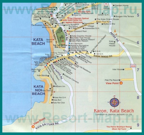 Карта Ката Бич с отелями