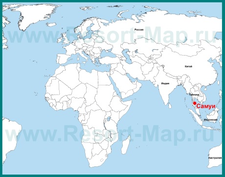 Остров Самуи на карте Мира