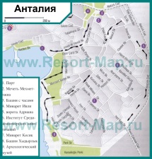 Карта центра Анталии на русском языке