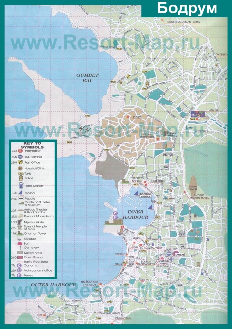 Туристическая карта города Бодрум