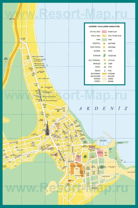 Подробная карта города Кемер