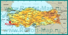 Кушадасы на карте Турции