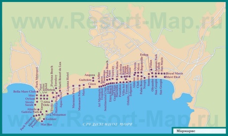Карта отелей Мармариса