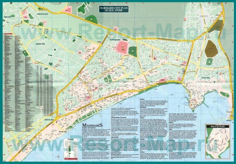 Туристическая карта Мармариса с отелями и достопримечательностями