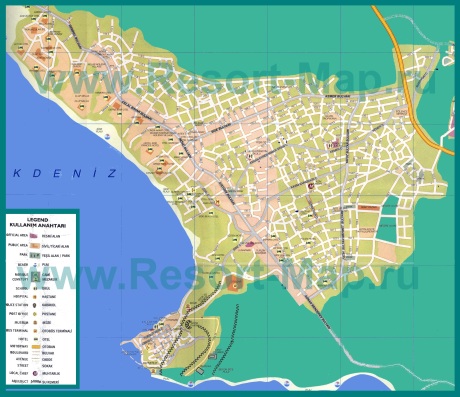 Подробная карта города Сиде