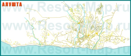 Подробная карта Алушты с улицами и номерами домов