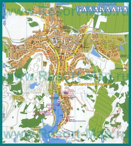 Туристическая карта Балаклавы с достопримечательностями