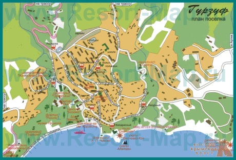 Подробная карта города Гурзуф