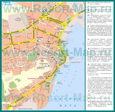 Туристическая карта Керчи с достопримечательностями