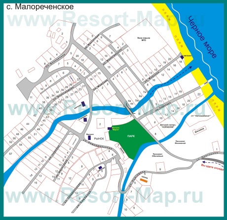Подробная карта поселка Малореченское