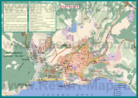 Подробная карта города Партенит с улицами