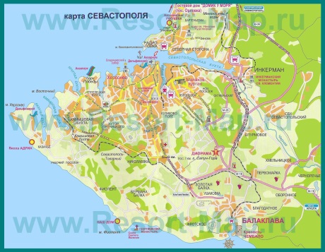 Карта Севастополя и окрестностей