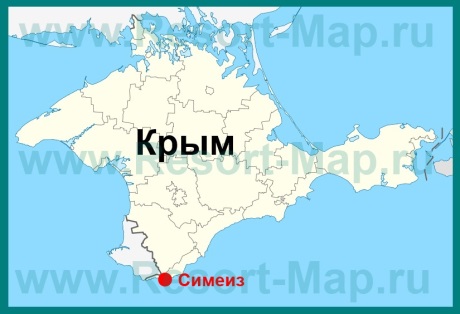Симеиз на карте Крыма