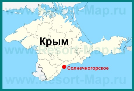 Солнечногорское на карте Крыма