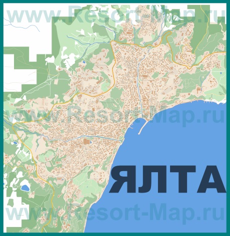 Подробная карта Ялты с улицами и номерами домов