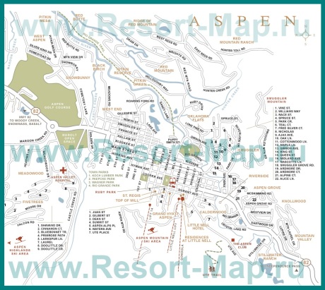 Карта горнолыжного курорта Аспен