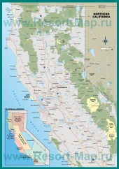 Карта штата Калифорния с национальными парками