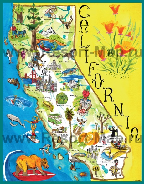 Туристическая карта Калифорнии