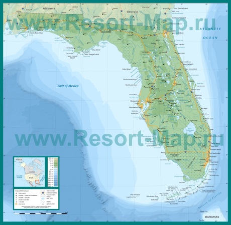Подробная карта штата Флорида