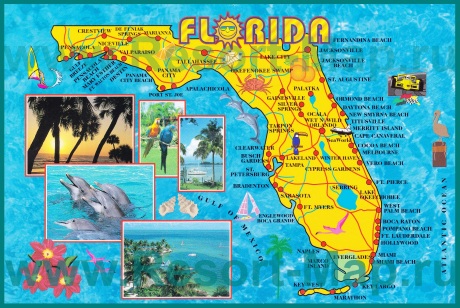 Туристическая карта Флориды с курортами