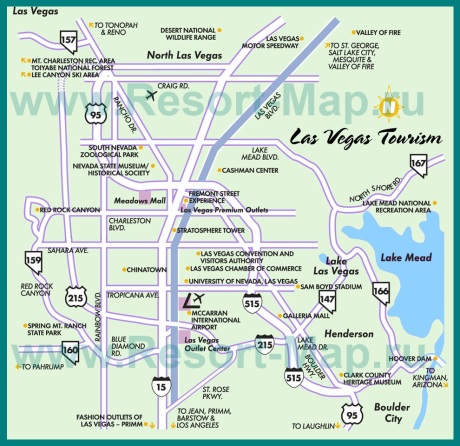 Подробная карта города Лас-Вегас