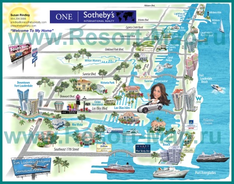 Туристическая карта Майами с отелями
