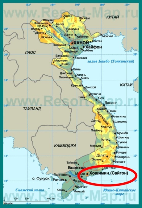Хошимин на карте Вьетнама