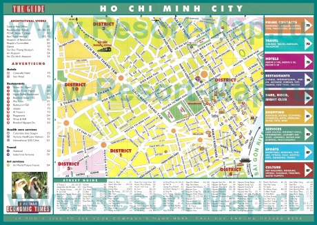 Туристическая карта Хошимина с отелями