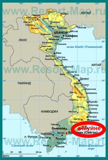 Муйне на карте Вьетнама